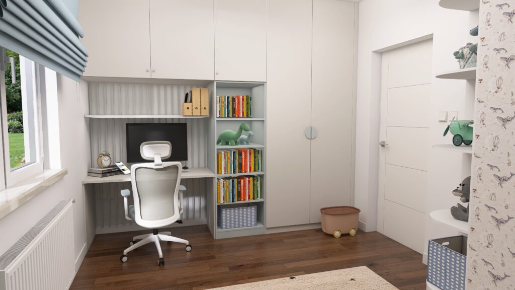 Przytulne i funkcjonalne wnętrza dziecięce, nowoczesne i pełne koloru dla komfortu i rozwoju maluchów.